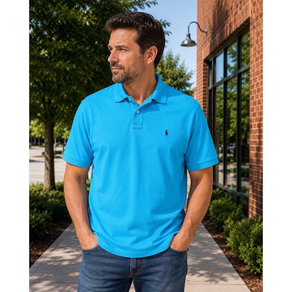 Polo Ralph Lauren Men's Polo Shirt 2XB Blue Short Sleeve Big & Tall Pony Logo